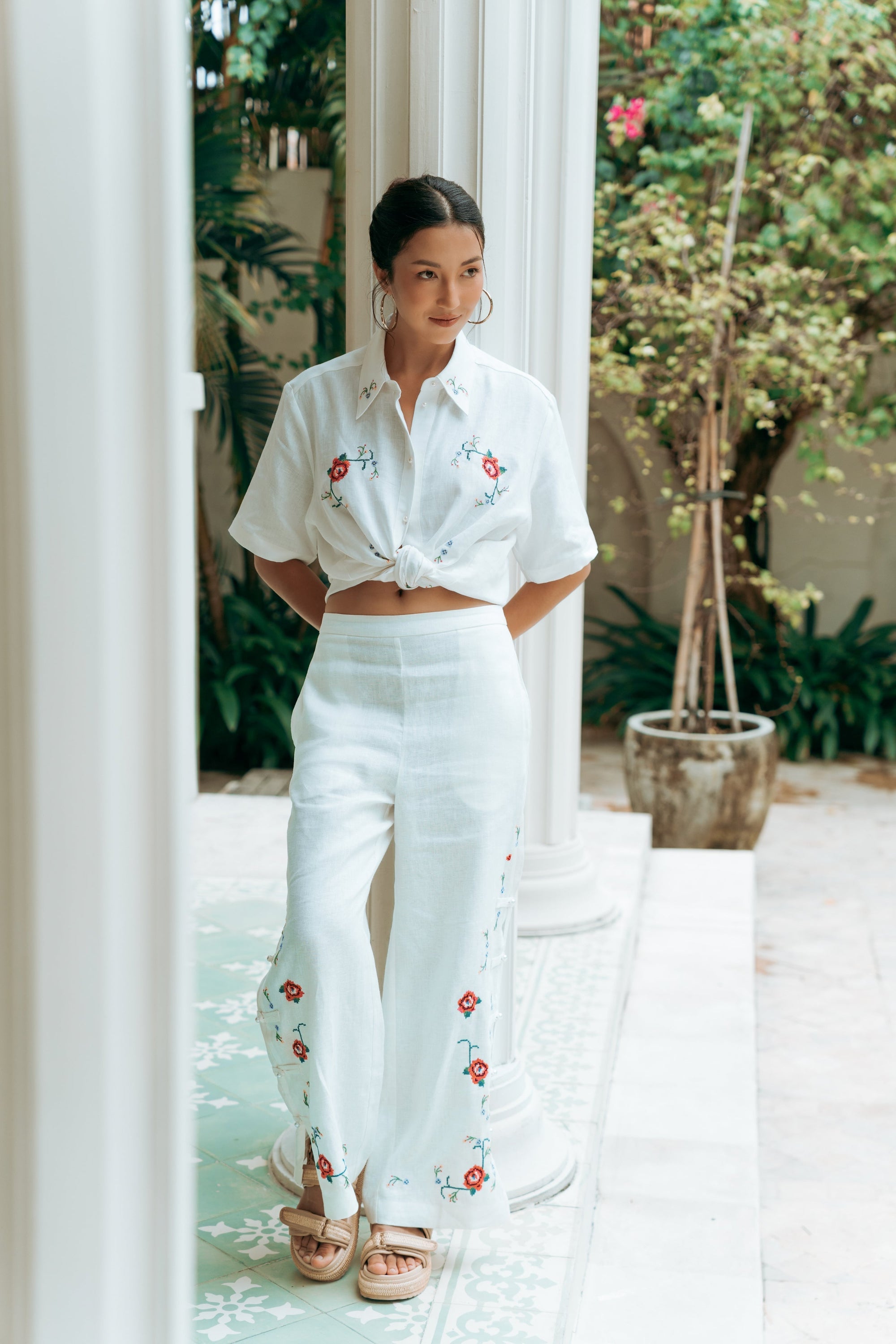 TMP x MarchMay Linen Pants - Cross Stitch Bloom