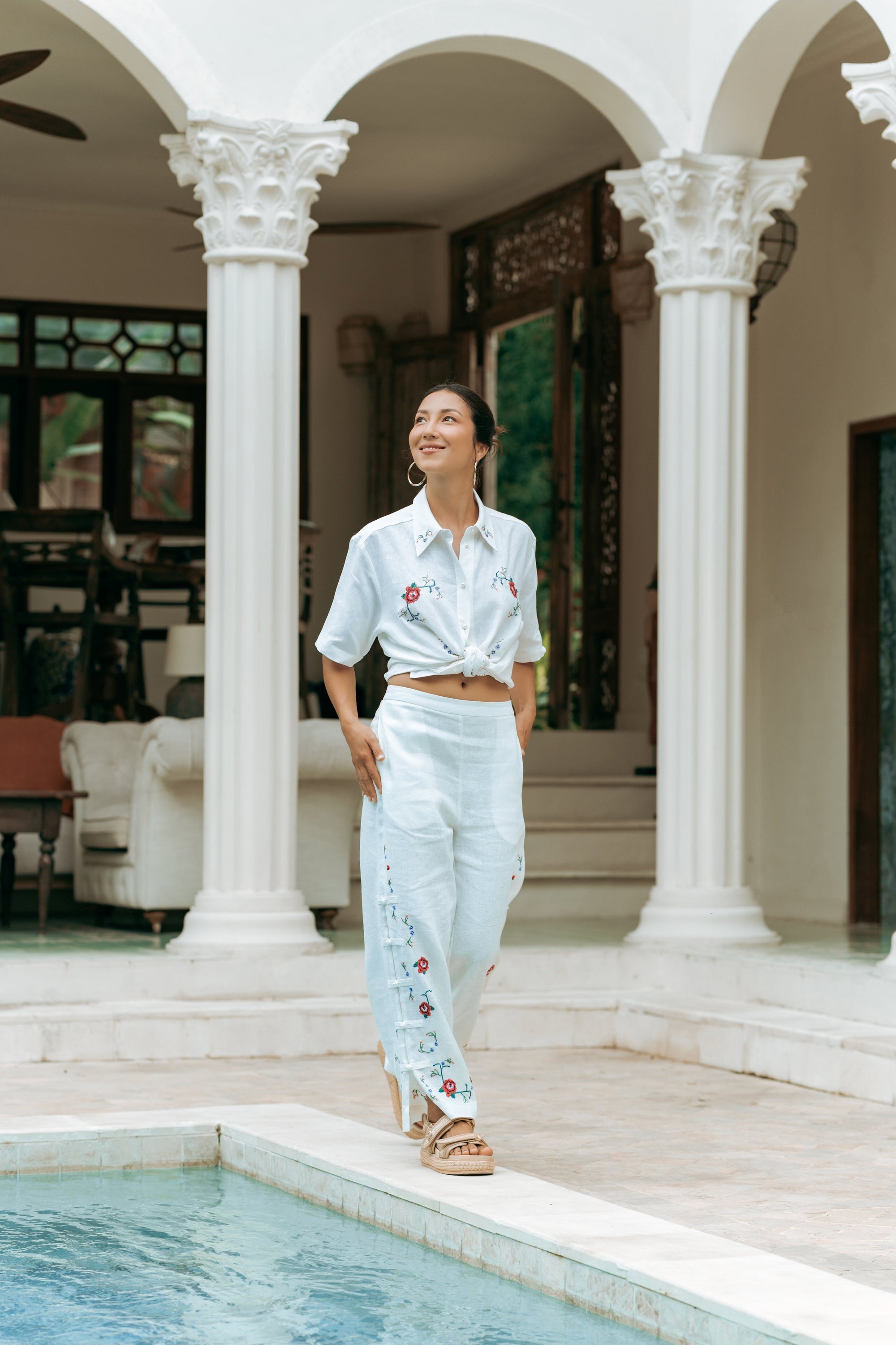 TMP x MarchMay Linen Pants - Cross Stitch Bloom