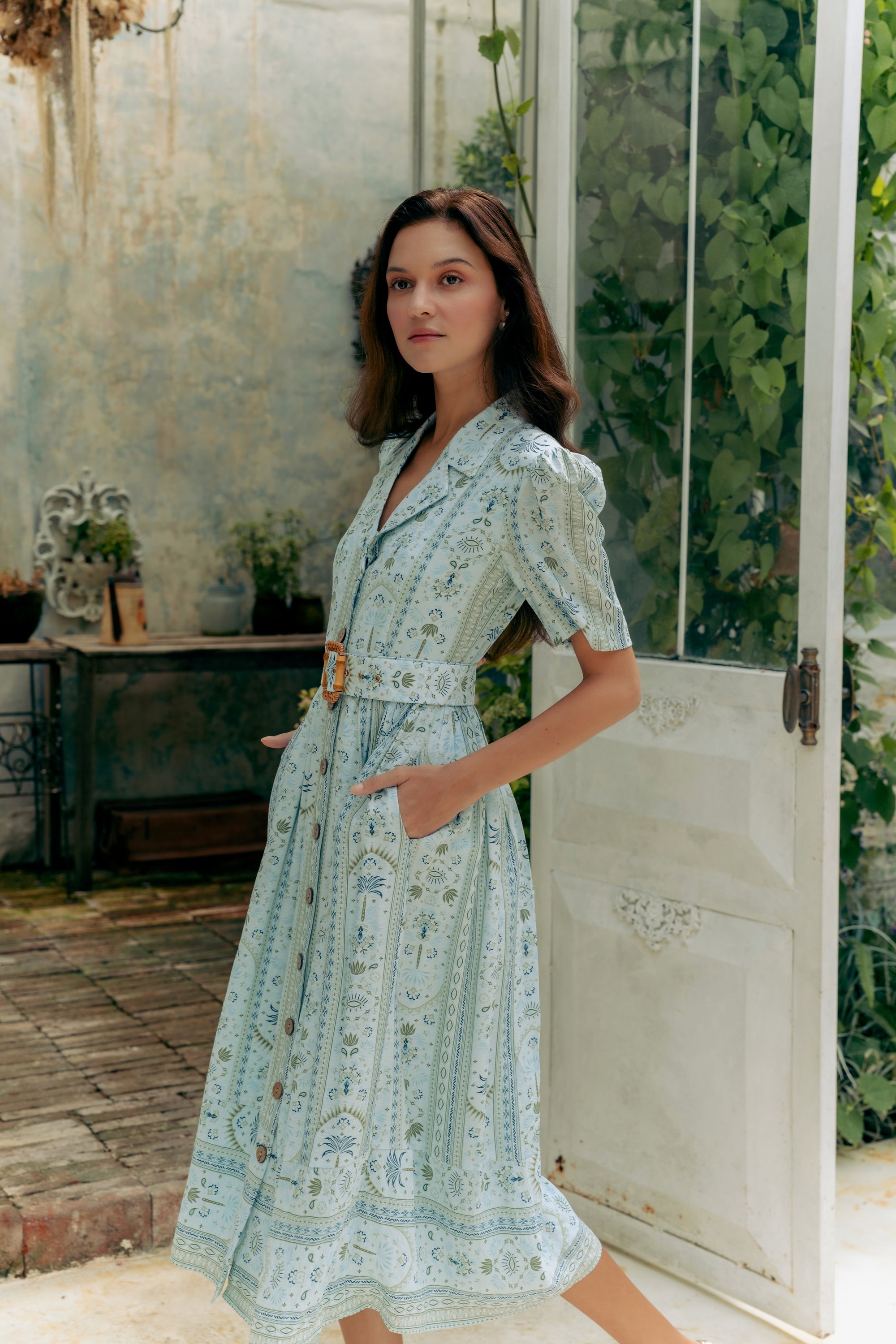 Belted Shirt Dress - Soleil / Memento