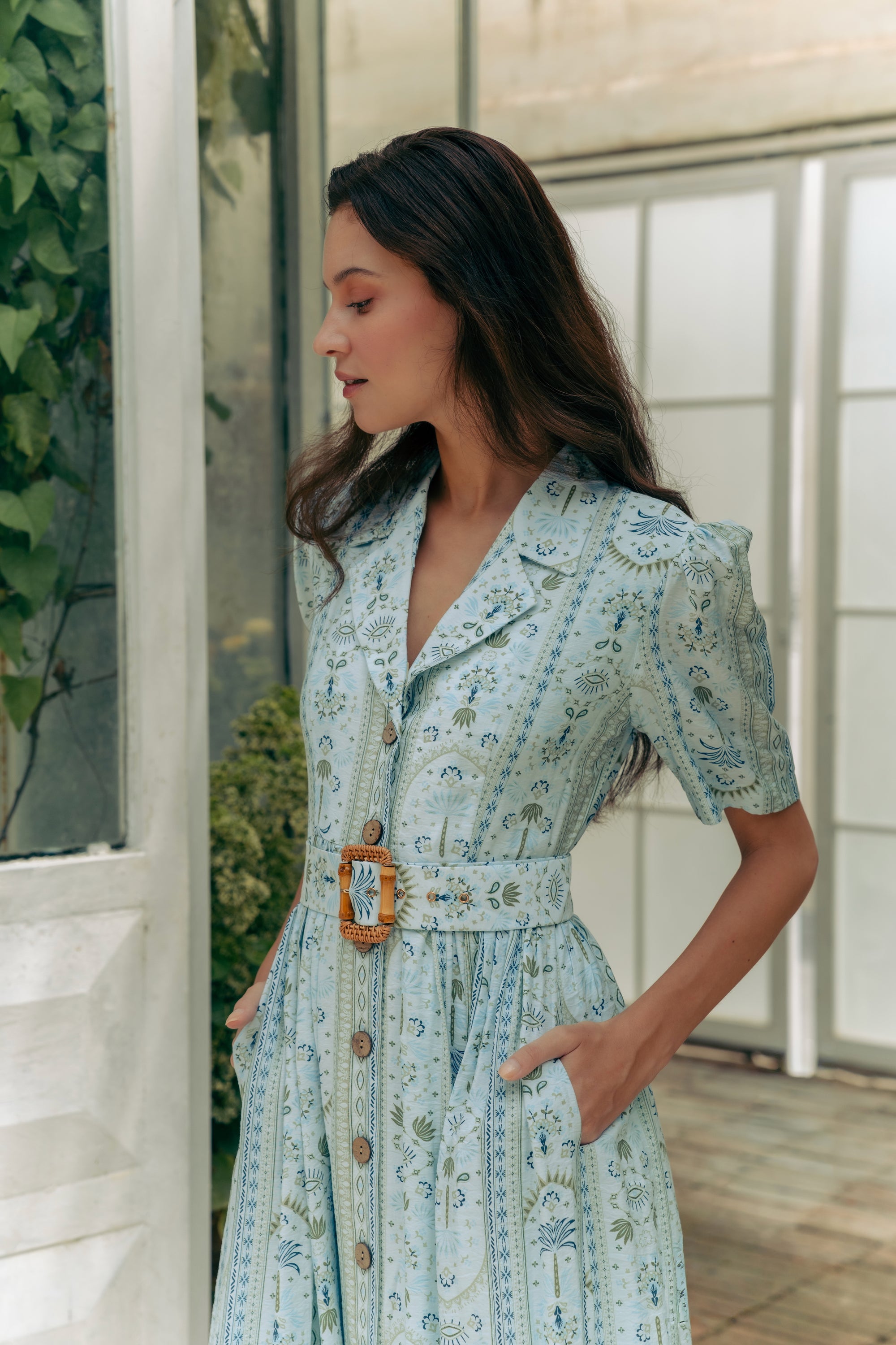 Belted Shirt Dress - Soleil / Memento