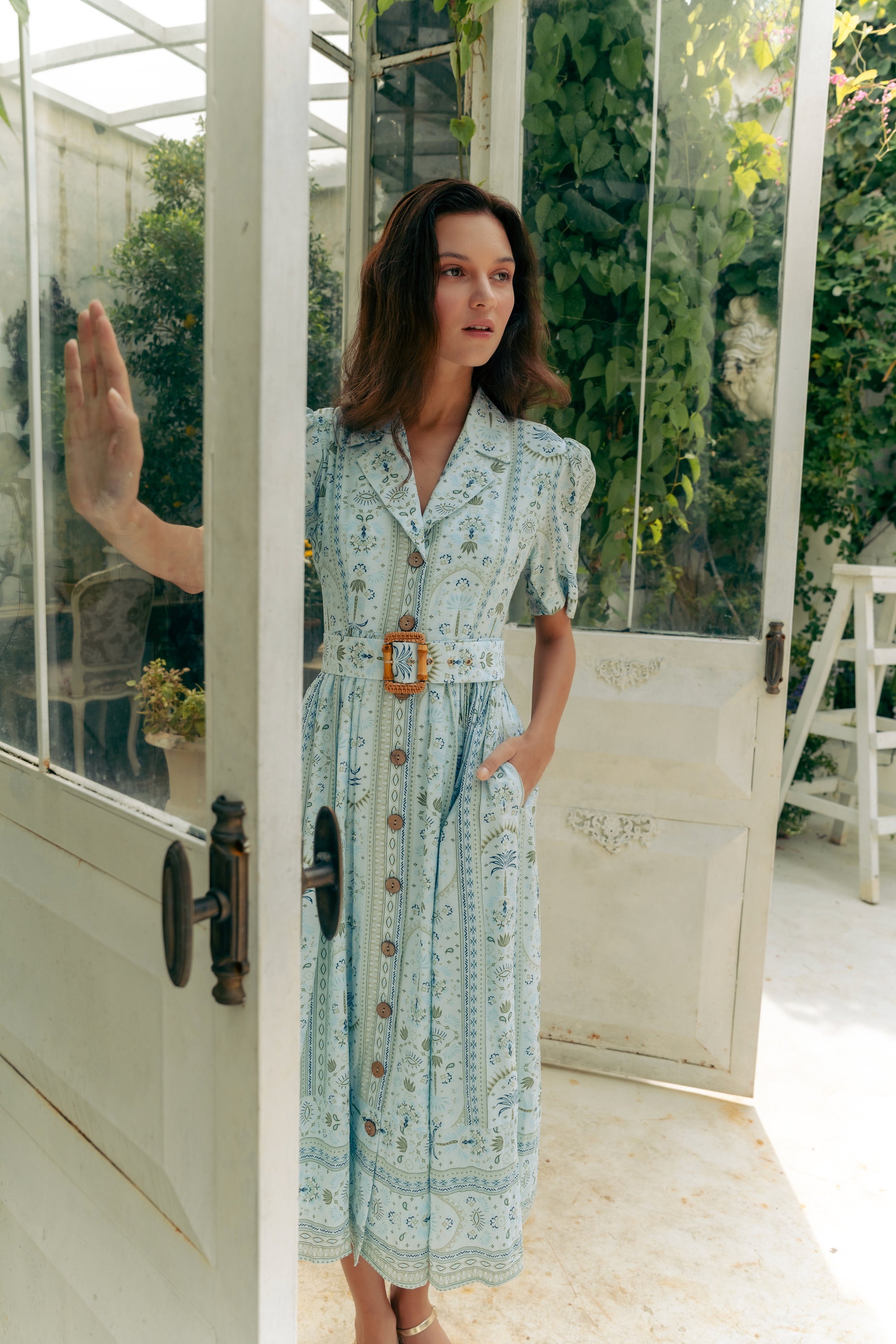 Belted Shirt Dress - Soleil / Memento