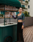 Make Wave Swim Top - Abstract Botanical / Black
