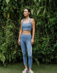 Off Court Sports Bra - Black / Dusty Blue