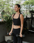 Off Court Sports Bra - Black / Dusty Blue