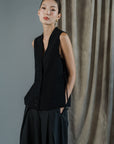 Hikari Beaded Vest - Black / White