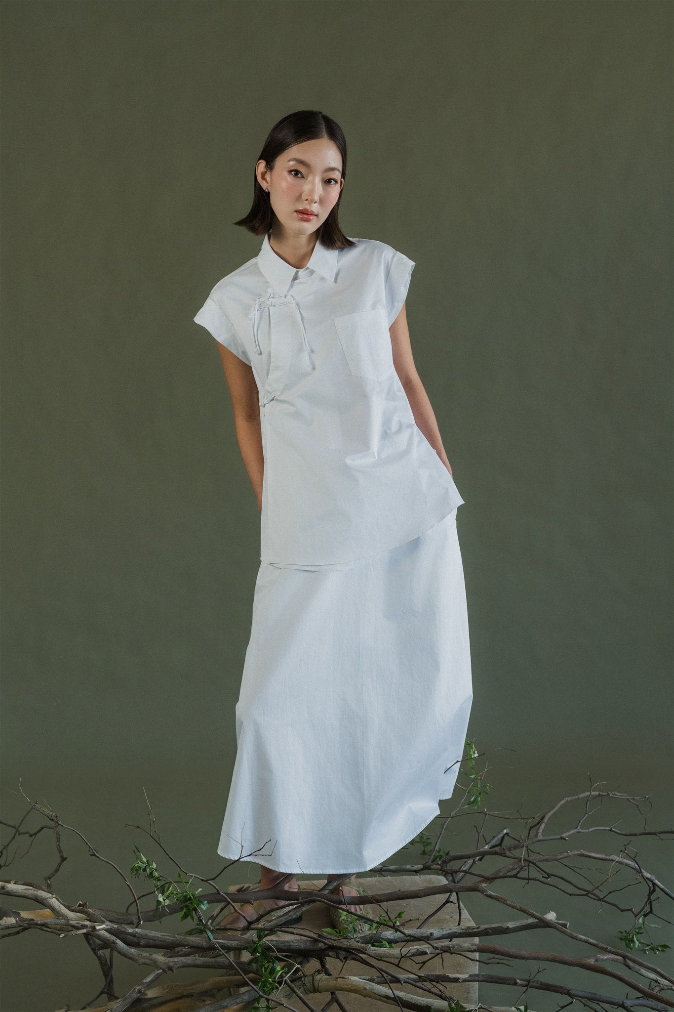 Mei Samfu Shirt - Stripes / White