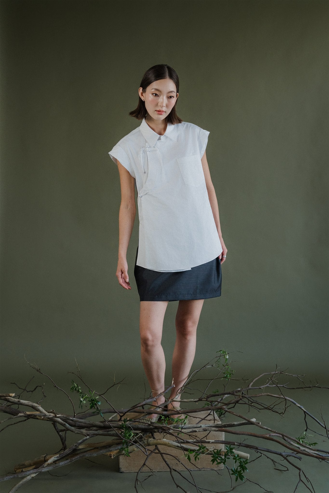 Mei Samfu Shirt - Stripes / White