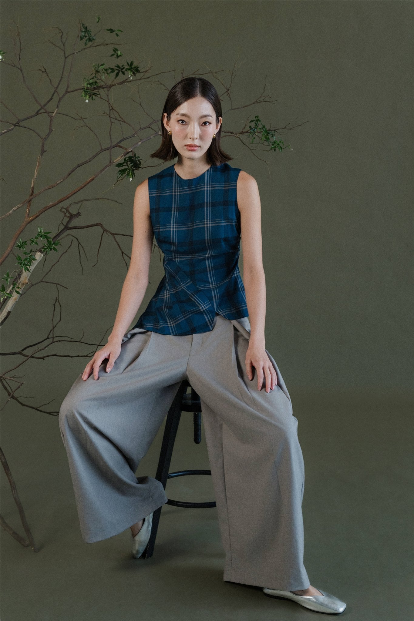 Kendo Wide-Legged Pants- Black / Charcoal BACKORDER
