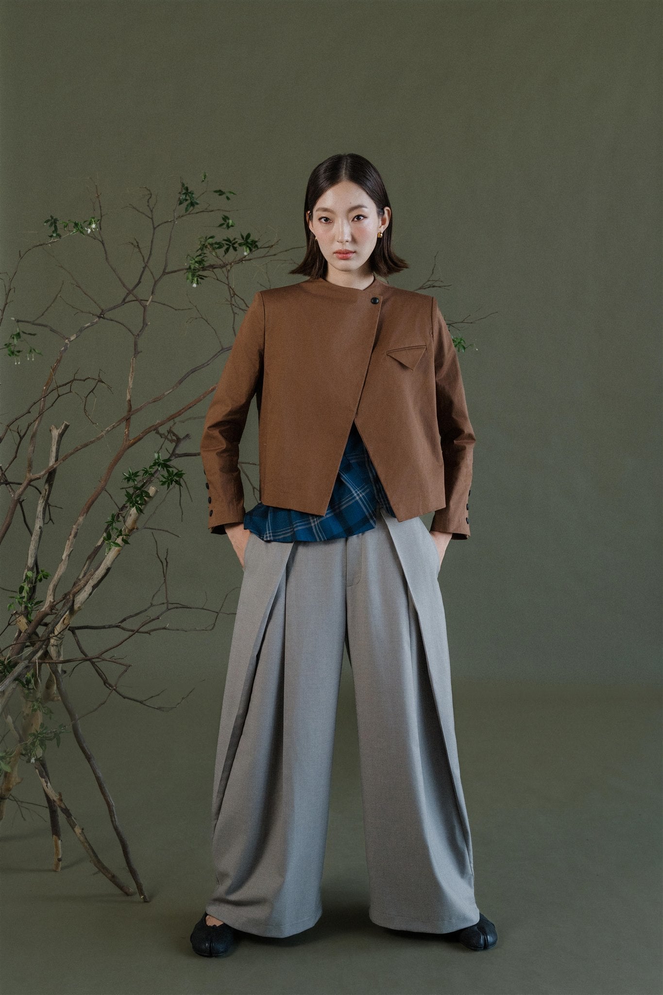 Kendo Wide-Legged Pants- Black / Charcoal BACKORDER