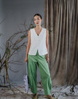 Yuki Barrel Pants - Navy / Green BACKORDER