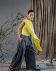 Yohaku Drape Top - White / Yellow
