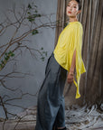 Yohaku Drape Top - White / Yellow