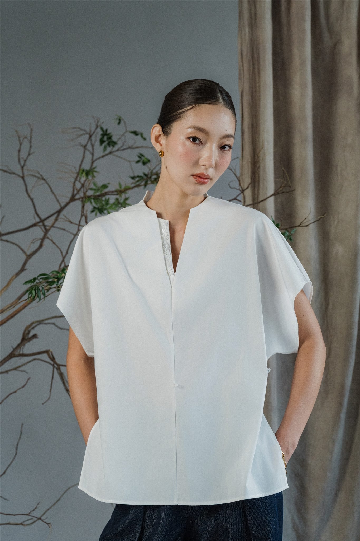 Sana Beaded Cinchable Shirt