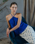 Katsumi Tassel Halter Top - Cobalt / White / Black