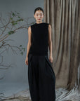 Kumi Low Back Jersey Top - Black / White