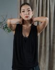 Kumi Low Back Jersey Top - Black / White