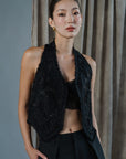Bi Silk Beaded Vest - Black / Off White