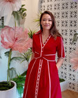 Candi Shirt Dress - Pink / Red