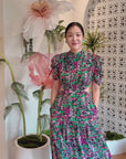 Gigi Pleated Maxi Cheongsam - Sakura