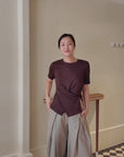 Cairnhill Cross Knit Top - Navy / Brown