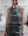 Jess Cupro Jumpsuit - Rose Pink / Black / Sage / Olive Green