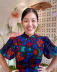 Jayne Retro Cheongsam - Black Floral