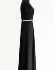Signature Cut-Out Maxi Cheongsam with Sleeves - Black (Pre-Order)