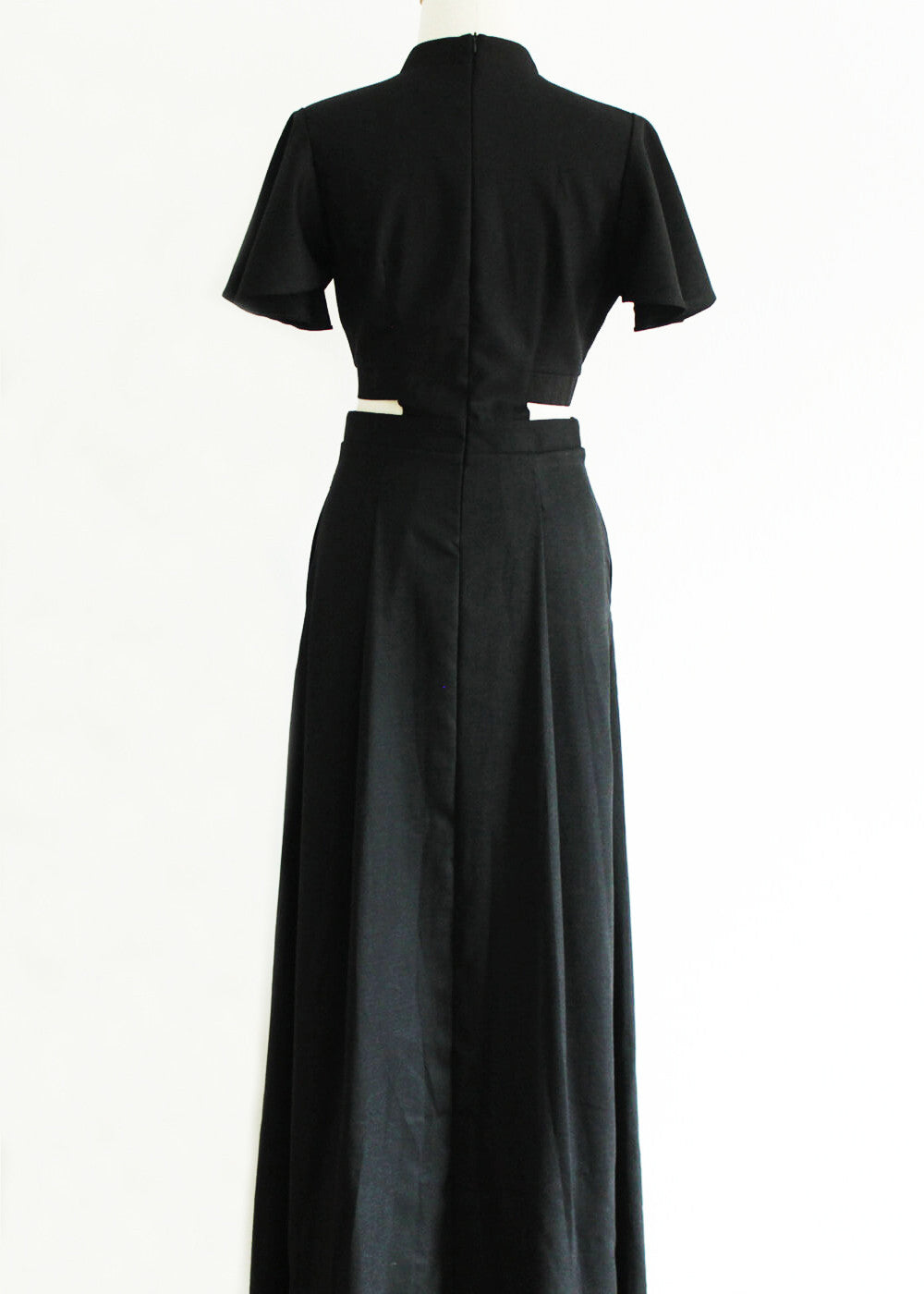 Signature Cut-Out Cheongsam with Sleeves - Black (Pre-Order)