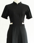 Signature Cut-Out Maxi Cheongsam with Sleeves - Black (Pre-Order)