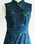 Signature Lace Cheongsam (Knee length) - Navy