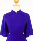 Cape Cut-Out Fitted Cheongsam - Cobalt (Pre-Order)