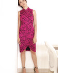 Signature Lace Cheongsam (Knee Length)  - Fuchsia (Pre-Order)