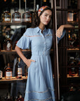 TMP x DOT Monogram Shirt Dress - Orange / Chambray
