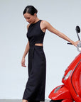 Jem Racer Cut-Out Midi Jumpsuit - Black / Cobalt