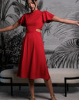 Signature Cut-Out Cheongsam with Sleeves - Red (Pre-Order)