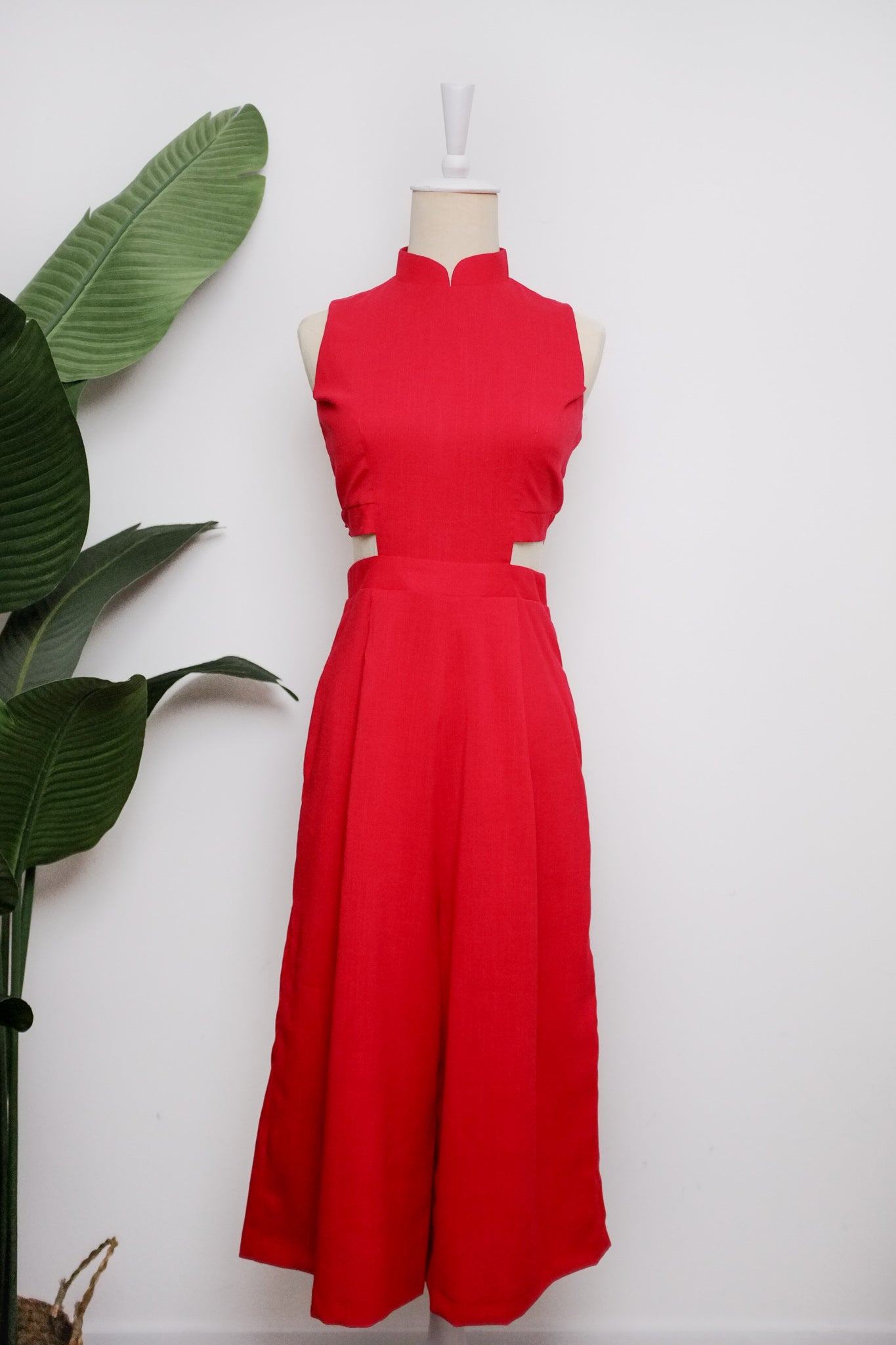 Signature Cut-Out Midi Jumpsuit - Black / Red