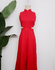 Signature Cut-Out Midi Jumpsuit - Black / Red