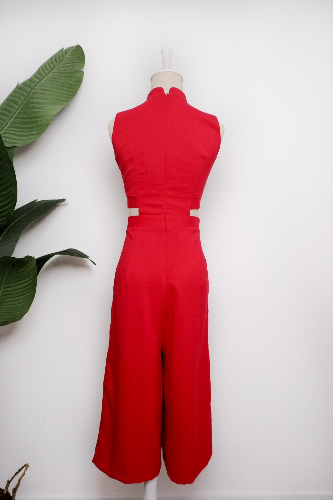 Signature Cut-Out Midi Jumpsuit - Black / Red