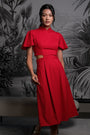 Signature Cut-Out Cheongsam with Sleeves - Red (Pre-Order)