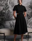 Signature Cut-Out Cheongsam with Sleeves - Black (Pre-Order)