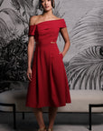 Tess Off Shoulder Dress - Cobalt / Red / Fall Blue / Fuchsia