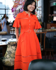 TMP x DOT Monogram Shirt Dress - Orange / Chambray