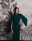 Aori Midi Cheongsam - Red / Emerald (Pre-Order)