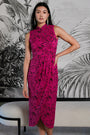 Signature Lace Cheongsam (Midi) - Fuchsia / Peach / Navy (Pre-Order)