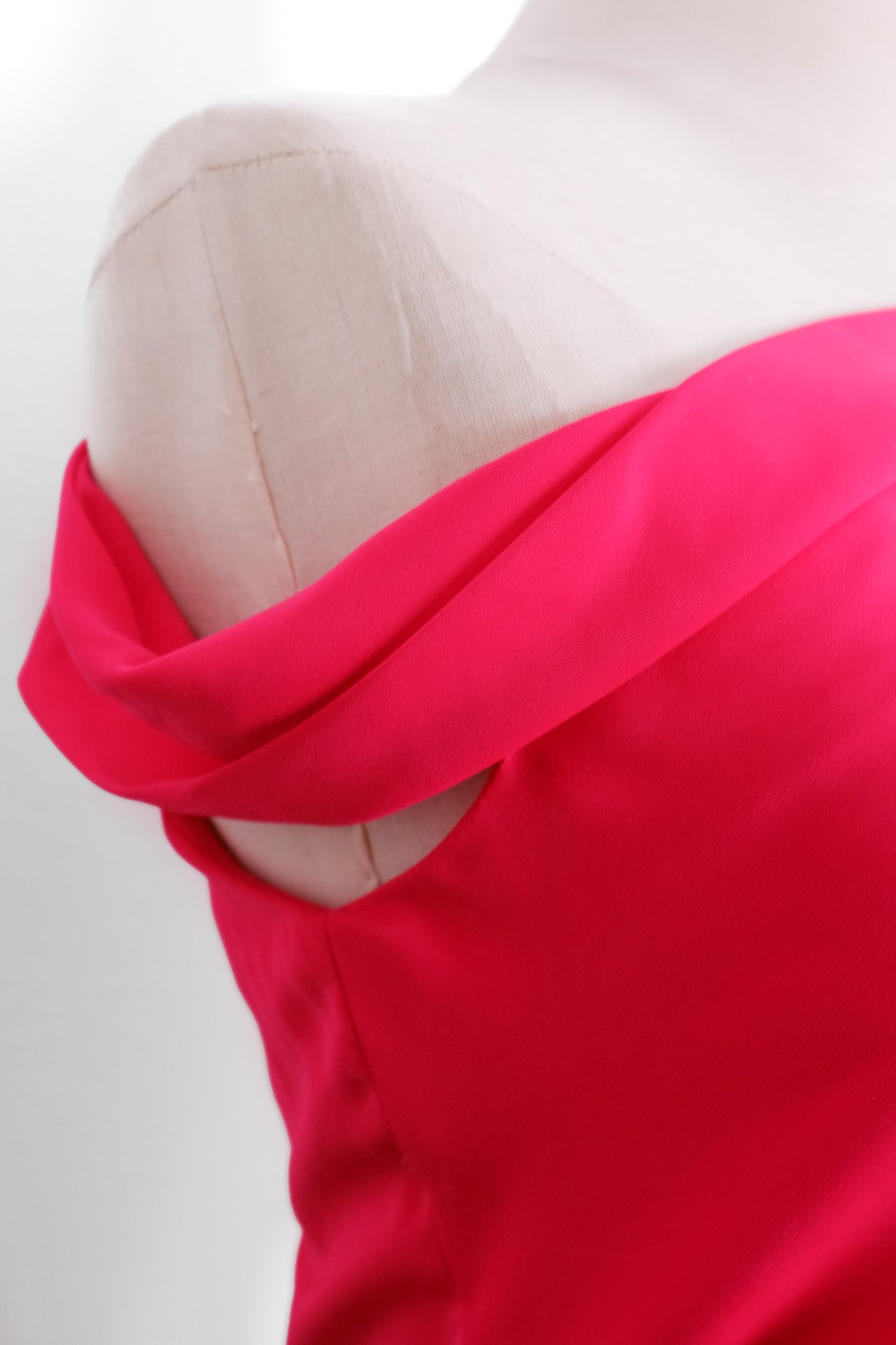 Asymmetrical Off-Shoulder Top -  Forest Green / Fuchsia / Black (Pre-Order)