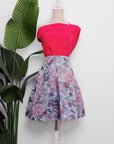 Asymmetrical Off-Shoulder Top -  Forest Green / Fuchsia / Black (Pre-Order)