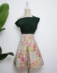 Asymmetrical Off-Shoulder Top -  Forest Green / Fuchsia / Black (Pre-Order)