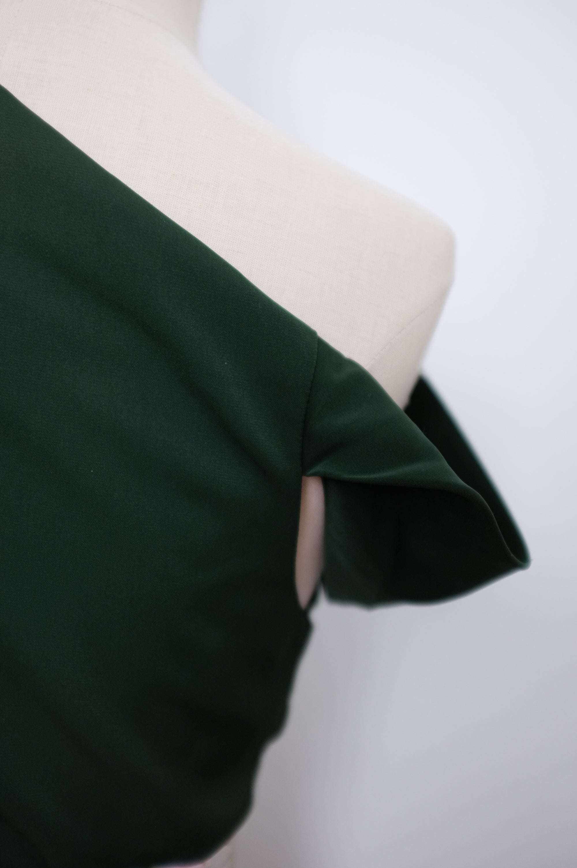 Asymmetrical Off-Shoulder Top -  Forest Green / Fuchsia / Black (Pre-Order)
