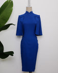 Liv Convertible Sleeves Cheongsam - Red / Blue