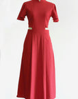 Signature Cut-Out Cheongsam with Sleeves - Red (Pre-Order)